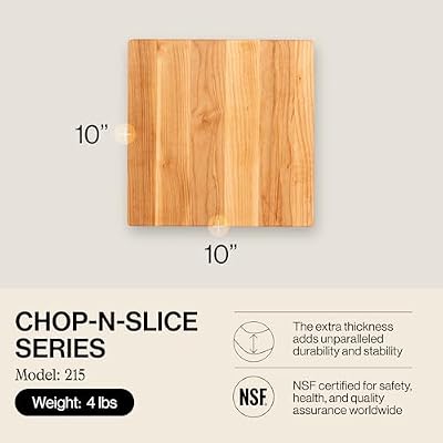 John Boos Chop-N-Slice Series Square Wooden Maple Cutting Board 10”x10” — view 3