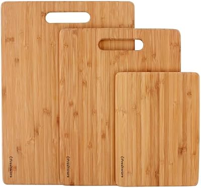 Freshware Bamboo Cutting Board Set of 3, Wooden Cutting Boards for Kitchen, Knife Friendly Food Grade Choppin… — view 3