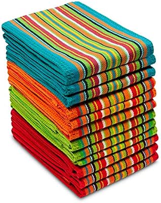COTTON CRAFT Salsa Stripe Kitchen Towels - 12 Pack 100% Cotton Dish Cloth — view 2