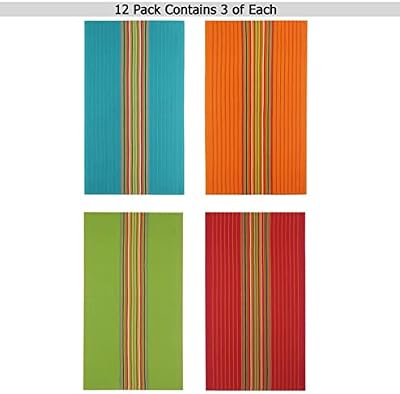 COTTON CRAFT Salsa Stripe Kitchen Towels - 12 Pack 100% Cotton Dish Cloth — view 3