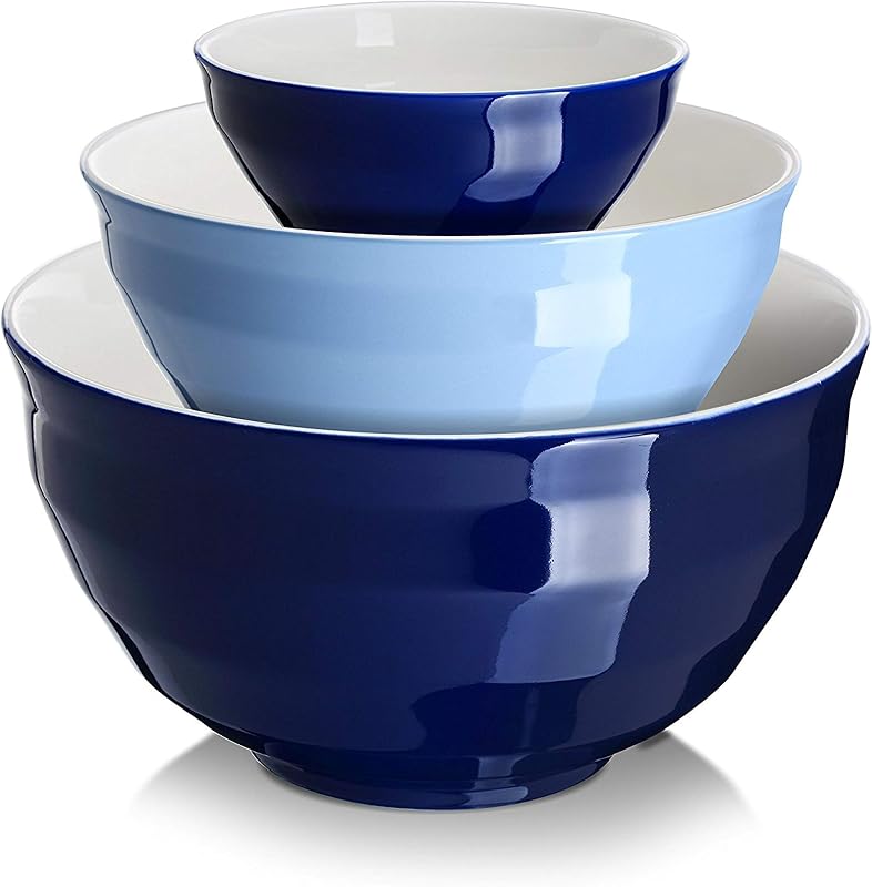 DOWAN Mixing bowls, 4.25/2/0.5 Qt Ceramic Mixing Bowls for Kitchen, Large Salad Serving Bowls, Nesting Mixing…