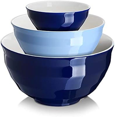 DOWAN Mixing bowls, 4.25/2/0.5 Qt Ceramic Mixing Bowls for Kitchen, Large Salad Serving Bowls, Nesting Mixing… — view 2