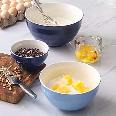 DOWAN Mixing bowls, 4.25/2/0.5 Qt Ceramic Mixing Bowls for Kitchen, Large Salad Serving Bowls, Nesting Mixing… — view 3