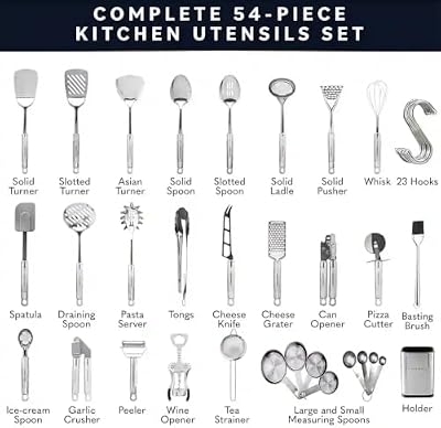 Home Hero 54-Piece Stainless Steel Kitchen Utensils Set - Heat-Resistant Nonstick Silicone & Stainless Steel… — view 3