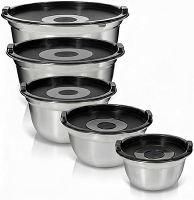 WHYSKO Stainless Steel Mixing Bowls with Lids, 5-Piece Nesting Set — view 2