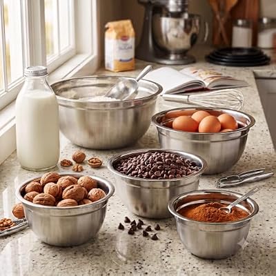 WHYSKO Stainless Steel Mixing Bowls with Lids, 5-Piece Nesting Set — view 4