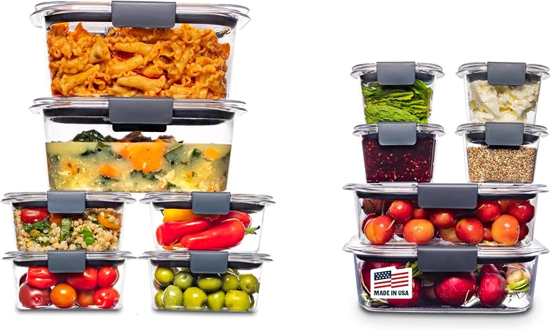 Rubbermaid Brilliance BPA-Free Airtight Food Storage Containers, 24-Piece Set, Easy for Meal Prep, Lunch & Le…