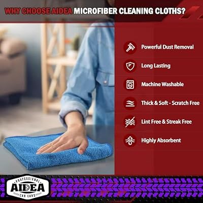 AIDEA Microfiber Cleaning Cloth-50PK, Microfiber Towels for Cars, 12"×12" — view 4