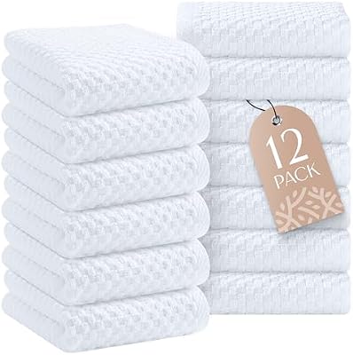 Wealuxe Super Absorbent Kitchen Towels 12 Pack - Premium 100% Cotton Kitchen Towels, 450GSM Thick Machine Was… — view 2
