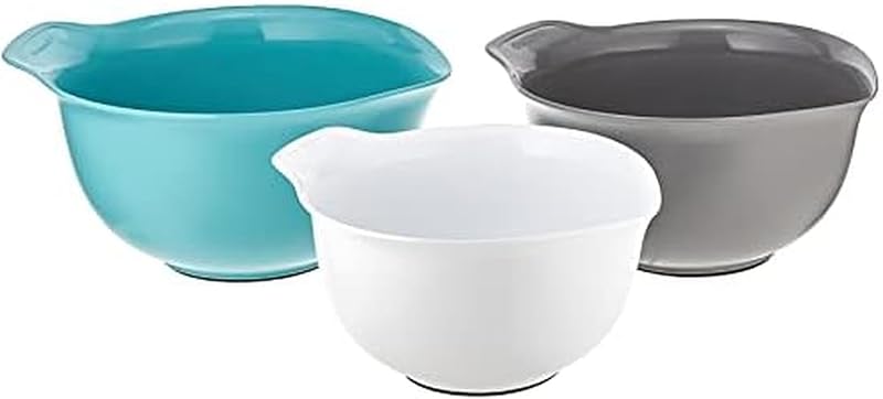 KitchenAid Universal Nesting Plastic Mixing Bowls, Set Of 3, 2.5 quart, 3.5 quart, 4.5 quart, Non Slip Base w…