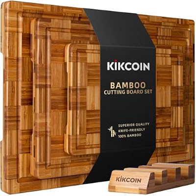 Kikcoin Extra Large Bamboo Cutting Board, Wood Cutting Boards for Kitchen — view 2