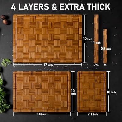Kikcoin Extra Large Bamboo Cutting Board, Wood Cutting Boards for Kitchen — view 3