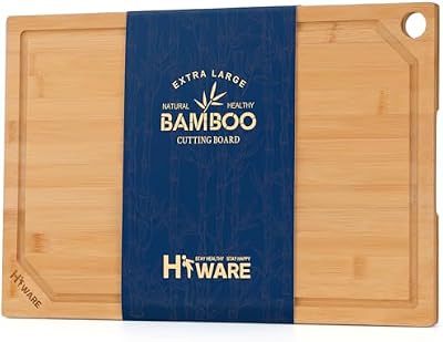 Hiware Extra Large 18" x 12" Bamboo Cutting Board for Kitchen, Heavy Duty Wood Cutting Board with Juice Groov… — view 2