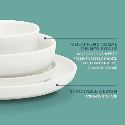 Gibson Home Plates and Bowls Sets - Dinnerware Set for 4, 16-Piece White Dishes — Ceramic Dish Set| Microwave… — view 4