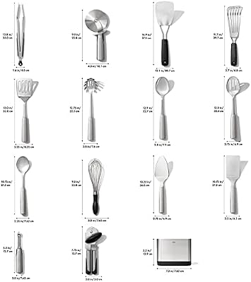 OXO Steel Piece Utensil Set, 15 PC, Stainless Steel — view 3