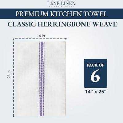 LANE LINEN Dish Towels 100% Cotton Absorbent Lint-Free 6 Pack — view 3