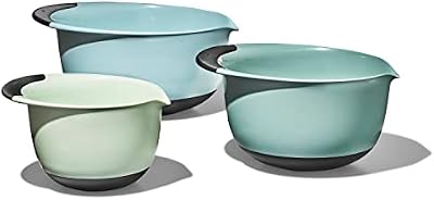 OXO Good Grips 3-Piece Plastic Mixing Bowl Set- Blue, Gray, Jade — view 2