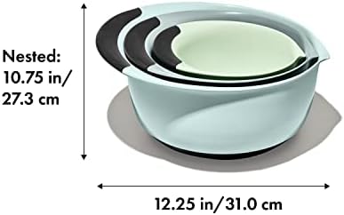 OXO Good Grips 3-Piece Plastic Mixing Bowl Set- Blue, Gray, Jade — view 3