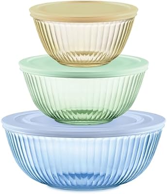 Pyrex Colors Tinted (3-Pack, Full Set) Sculpted Tinted Glass Mixing Bowls — view 2