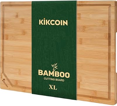 Kikcoin 17"×11" Bamboo Cutting Boards for Kitchen, Knife-Friendly Food Grade Wooden Cutting Boards for Kitche… — view 2