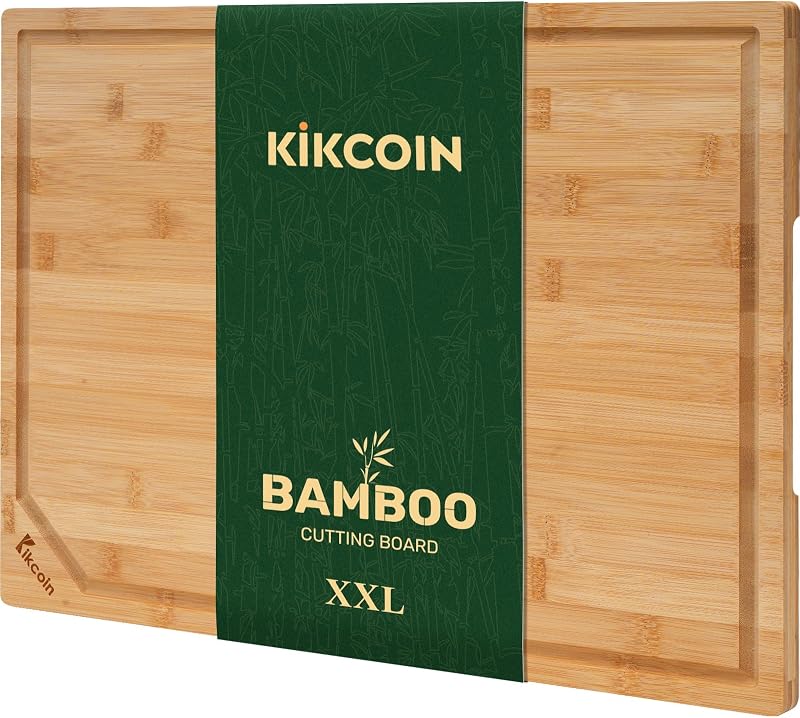 Kikcoin 20”×14” Bamboo Cutting Boards for Kitchen, Wooden Healthy Cutting Boards for Charcuterie, Vegetables,…