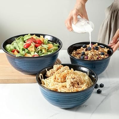 HASENSE Mixing Bowls, Ceramic Serving Bowls Set for Cooking, Baking, Prepping, Large Nesting Bowls for Salads… — view 3