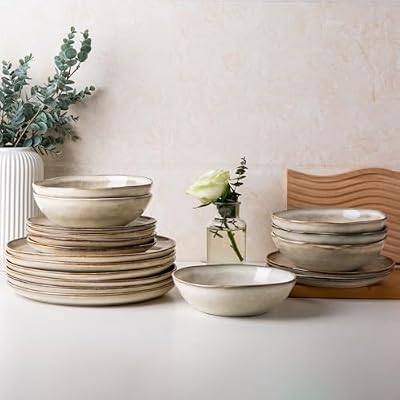 AmorArc Ceramic Dinnerware Sets for 8, 24Pcs Plates and Bowls Sets Dishes — view 2