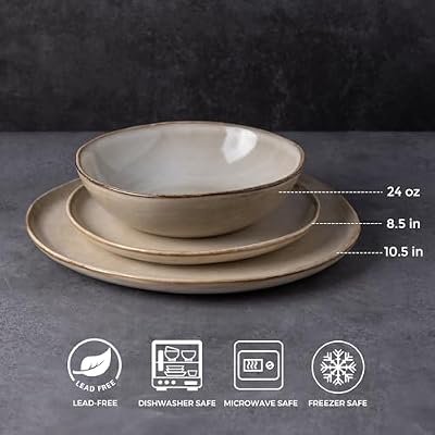 AmorArc Ceramic Dinnerware Sets for 8, 24Pcs Plates and Bowls Sets Dishes — view 3