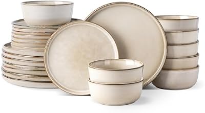 GBHOME Dinnerware Sets for 8, 24 Pieces Ceramic Plates and Bowls Set — view 2
