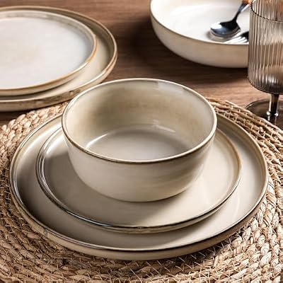 GBHOME Dinnerware Sets for 8, 24 Pieces Ceramic Plates and Bowls Set — view 4