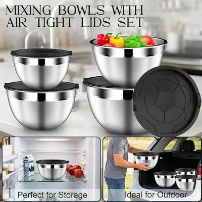 Mixing Bowls with Lids Set, Stainless Steel Mixing Bowl with Colander — view 4