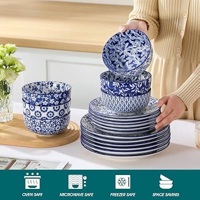 vancasso SELENE Plates and Bowls Set for 6, 18 Pieces Dinnerware Sets, Mircowave and Dishwasher Safe Dishes S… — view 4