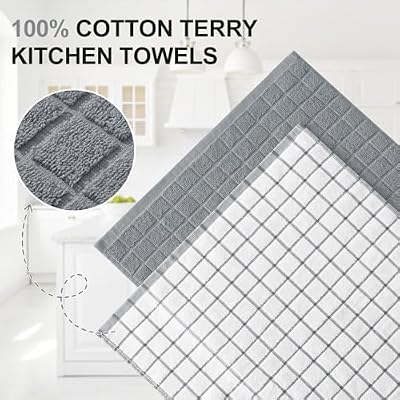 Homaxy Large Premium Cotton Kitchen Towels 16"x 28", 6 Pack, Grey — view 3