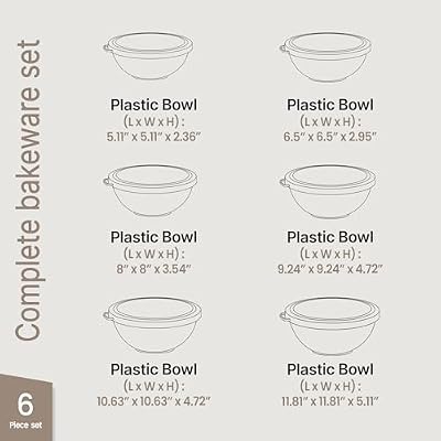 Bakken Master 12 Piece Plastic Nesting Bowls with Lids - Mixing Bowls Set includes 6 Prep Bowls and 6 Lids, B… — view 2