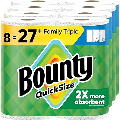 Bounty Quick-Size Paper Towels, White, 8 Family Triple Rolls = 27 Regular Rolls — view 2