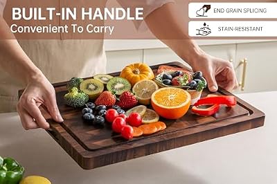 THETCHRY Walnut Cutting Boards for Kitchen Solid Wood End Grain 17"×13"×1" — view 3