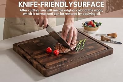 THETCHRY Walnut Cutting Boards for Kitchen Solid Wood End Grain 17"×13"×1" — view 4