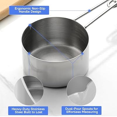 10-Piece Stainless Steel Measuring Cups and Spoons Set for Home Baking Essentials, Dishwasher Safe Kitchen To… — view 4
