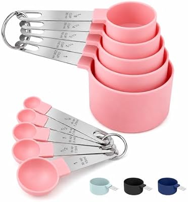 Measuring Cups and Spoons Set, 10-Piece with Stainless Steel Handles, Pink — view 2