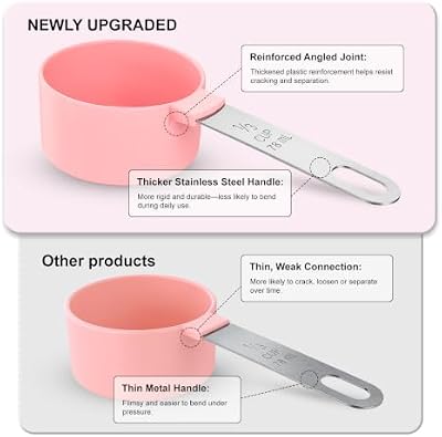 Measuring Cups and Spoons Set, 10-Piece with Stainless Steel Handles, Pink — view 3
