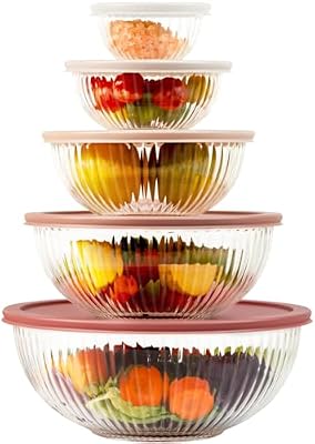 Glass Mixing Bowls with Lids Sets, 5 PCS Serving Bowls for Party or Kitchen — view 2