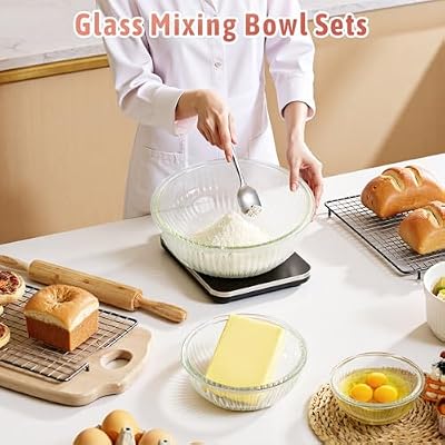 Glass Mixing Bowls with Lids Sets, 5 PCS Serving Bowls for Party or Kitchen — view 4