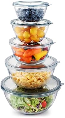 Cuiselct 5pcs Glass Mixing Bowls with Lids Set, Nesting Mixing Bowls Set — view 2