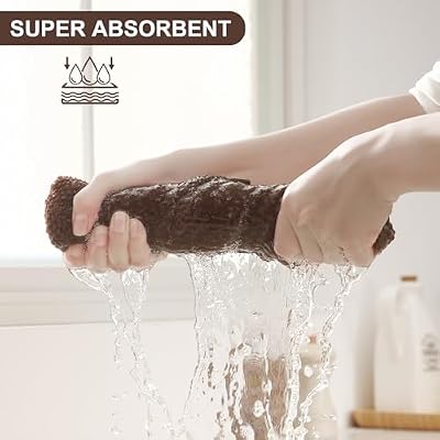 Homaxy Dual Design Kitchen Towels and Dishcloths Set, 8 Pack, Brown — view 4