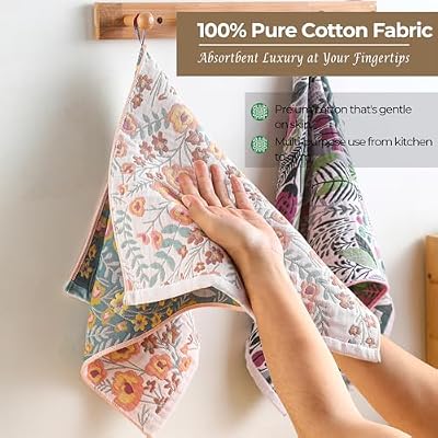 2 Pack Boho Floral Large Kitchen Tea Towels 15" x 30" — view 3