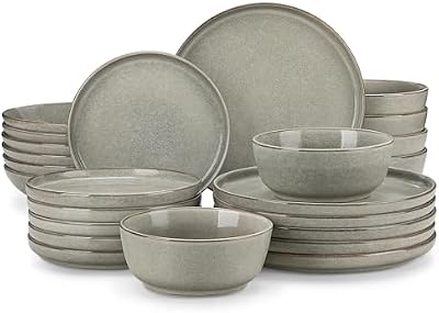vancasso ANYA 24 Pieces Plates and Bowls Set, Stone Grey Dinnerware Sets, Reactive Glaze Dishes Set for 6, Ce… — view 2
