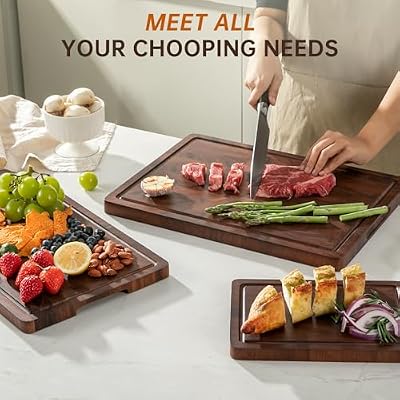 THETCHRY Walnut Wood Cutting Board Set, End Grain Cutting Board for Kitchen — view 4