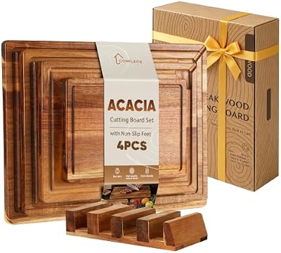 4 Pack Acacia Wood Cutting Board Wooden Cutting Boards For Kitchen — view 2