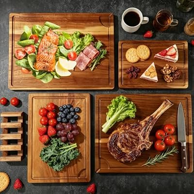 4 Pack Acacia Wood Cutting Board Wooden Cutting Boards For Kitchen — view 4