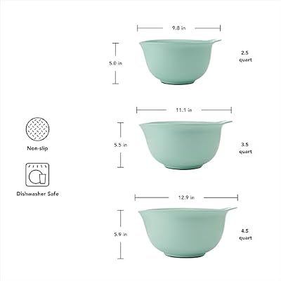 KitchenAid Universal Nesting Plastic Mixing Bowls, Set of 3, Spearmint — view 3